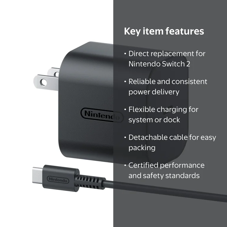 Nintendo Switch™ 2 AC Adapter for System and Dock Replacement