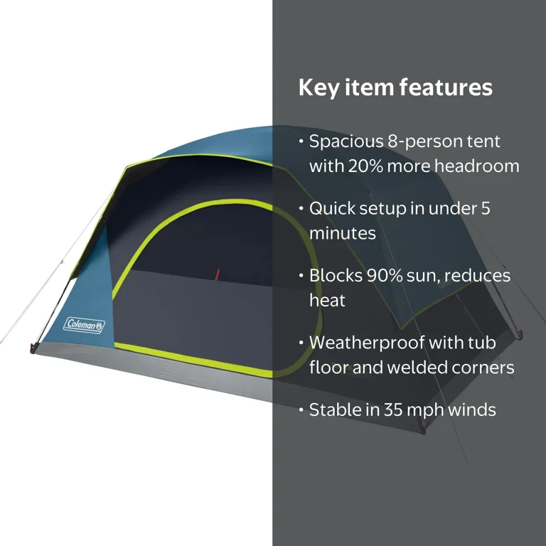 Coleman, 8-Person Skydome Camping Tent, Dark Room‚Ñ¢ Tech, Easy