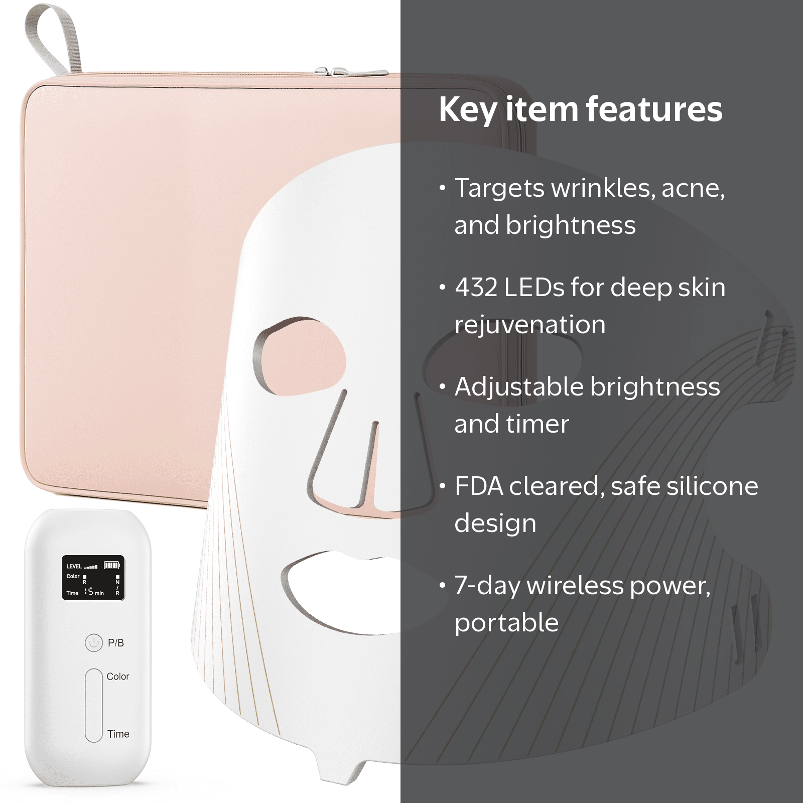 RACCOMB Red Light Therapy Mask for Face, 850NM Infrared, 432 LEDs