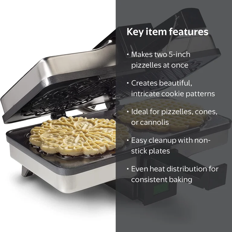 Non-stick Electric Pizzelle Maker- Bakes Two 5-Inch Traditional