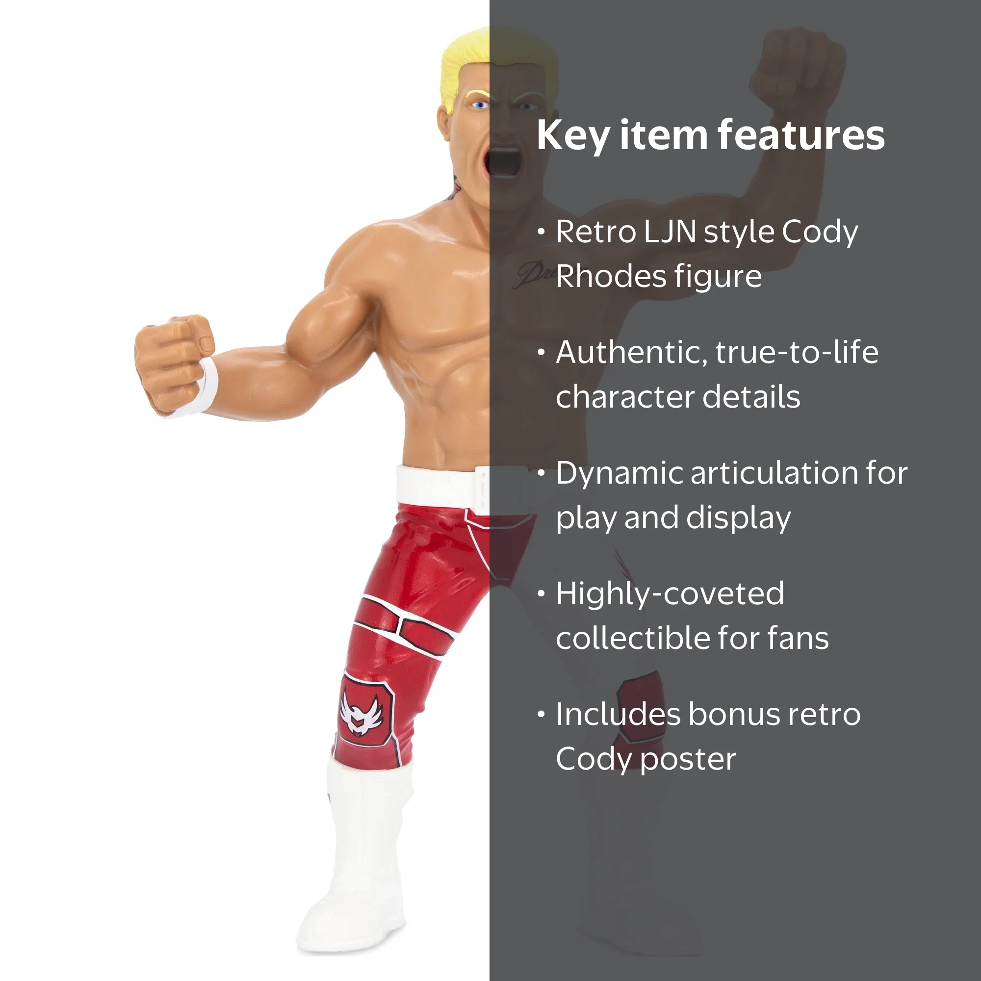 Jazwares AEW Unmatched Cody Rhodes LJN Figure - Retro Look, Highly