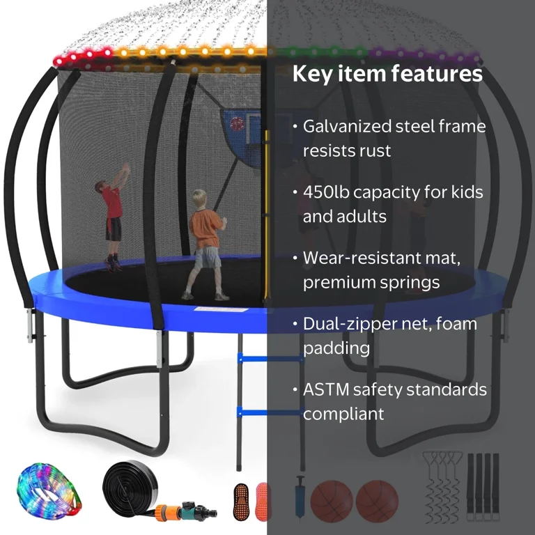 GVDV 14' Outdoor Trampoline, Backyard Recreational Pumpkin