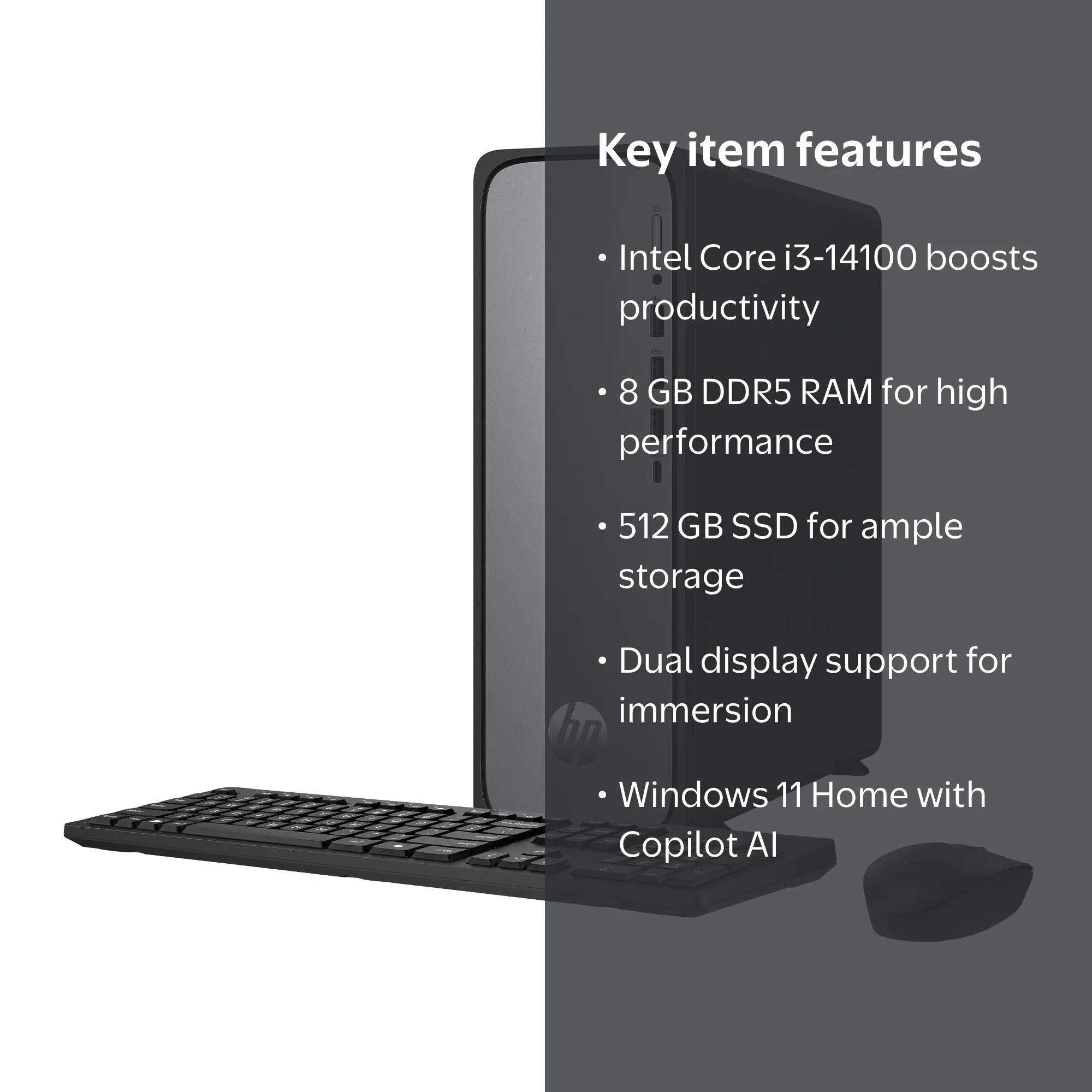 HP OmniDesk Slim Desktop PC Intel Core i3 8GB RAM 512GB SSD