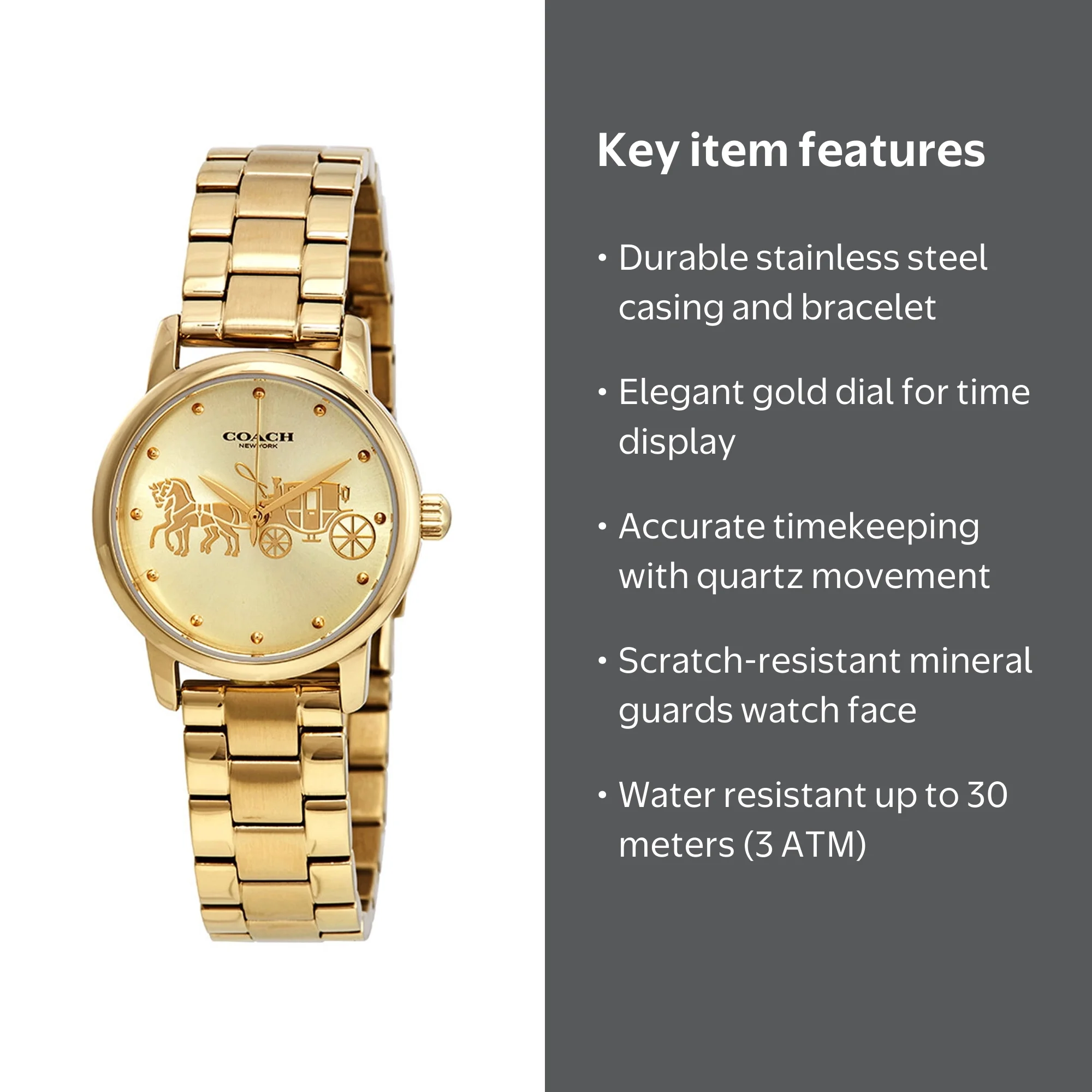 Coach Women's Grand Gold Dial Watch - 14502976 - Walmart.com