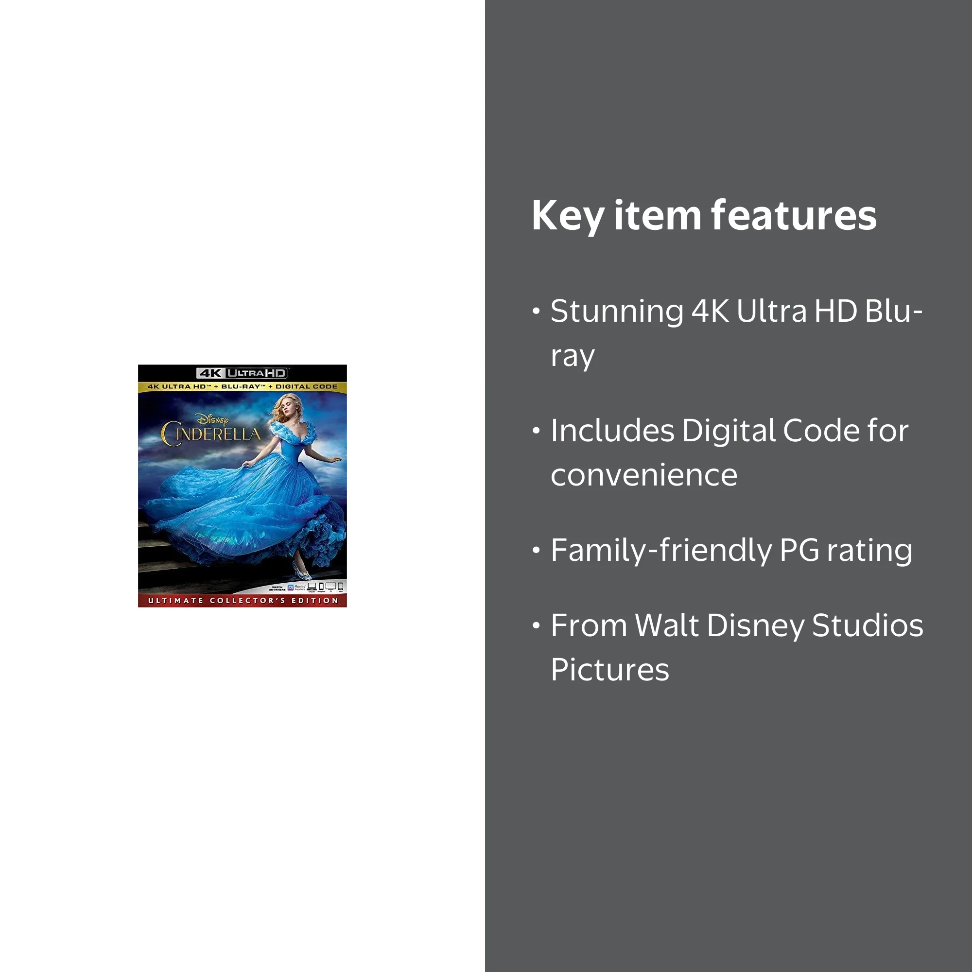 Cinderella (4K Ultra HD + Blu-ray + Digital Code) - Walmart.com