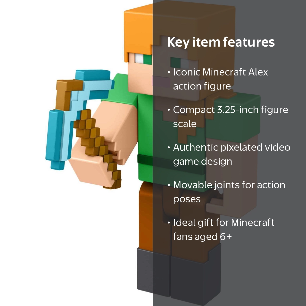 Minecraft Alex Action Figure, 3.25-in, with 1 Build-a-Portal Piece