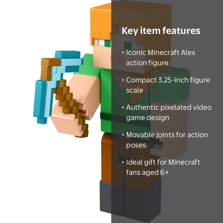 立体・オブジェ ALEX Minecraft Alex Action Figure, 3.25-in, with 1 Build-a-Portal Piece