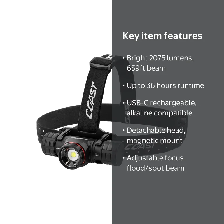 COAST Products LED Headlamp, Multi-Purpose, Rechargeable, 2075