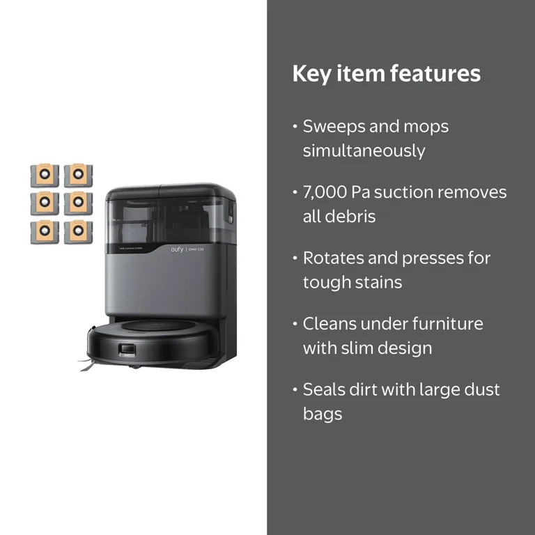 eufy, Robot Vacuum Omni C20, 6N Dust Bags, Robot Vacuum and Mop