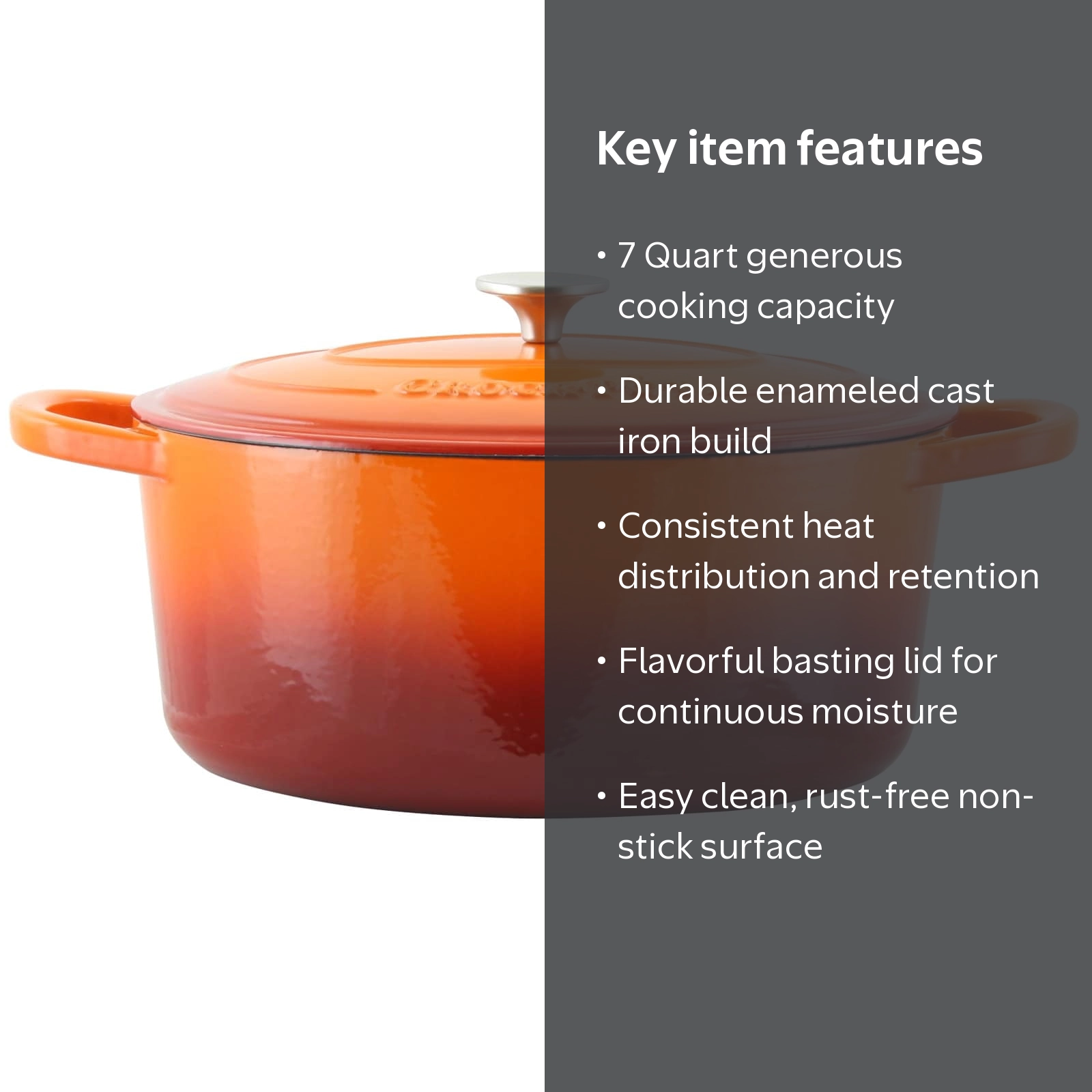 Crock-Pot Artisan 7 Qt Oval Dutch Oven - Sunset Orange - Enamel