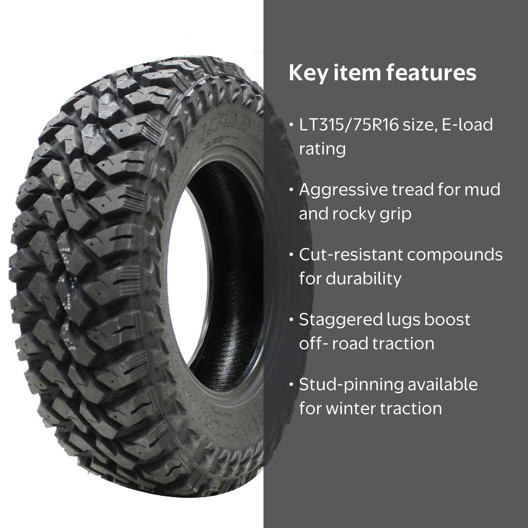 Maxxis MT-764 Buckshot Mudder II LT315/75R16 E, Mud Terrain Light
