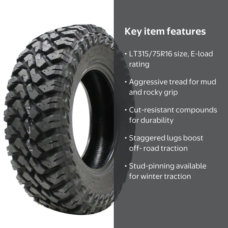 Maxxis MT-764 Buckshot Mudder II LT315/75R16 E, Mud Terrain Light