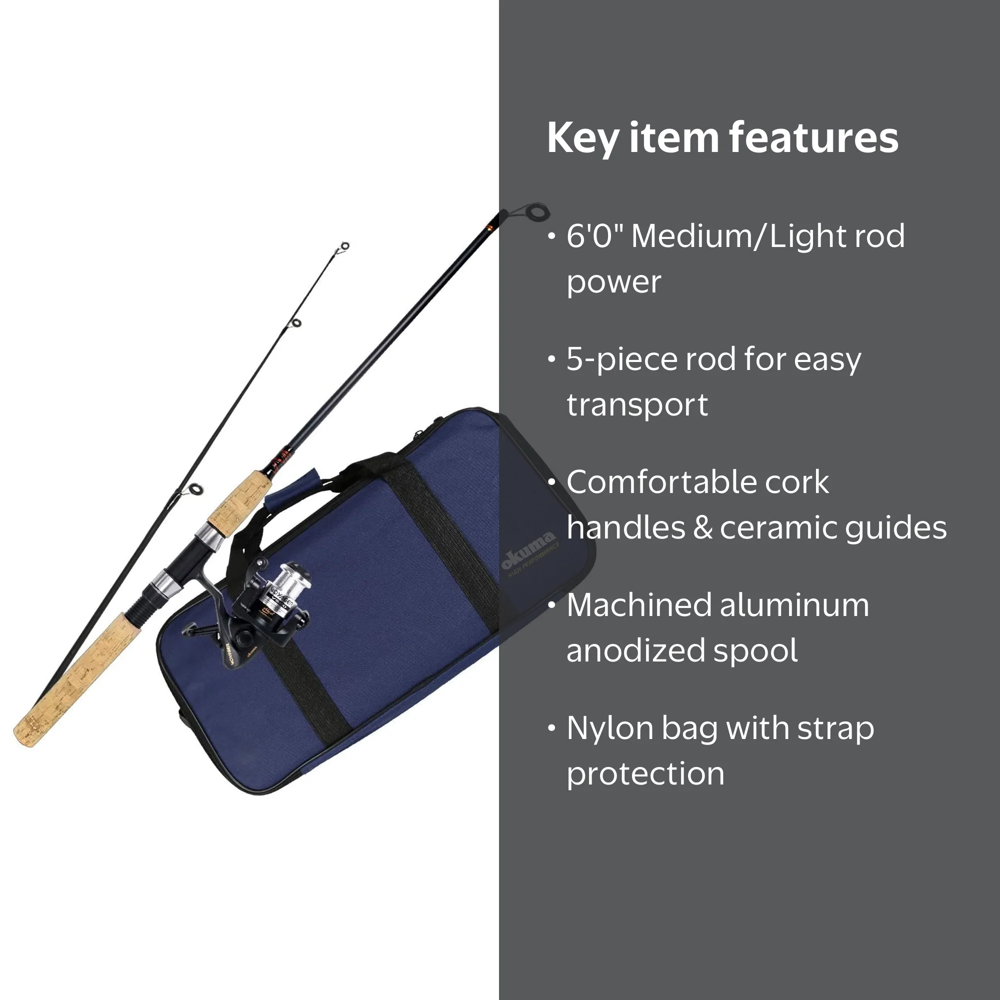 Voyager 5-Piece 6' Medium-Light Spinning Combo Travel Kit