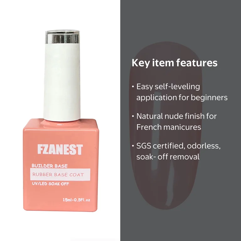FZANEST Rubber Base Gel For Nails, Base Clear Sheer Color Gel Nail