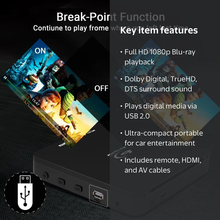 Tojock Blu-ray DVD Player for TV, HDMI Compact, 1080P Playback