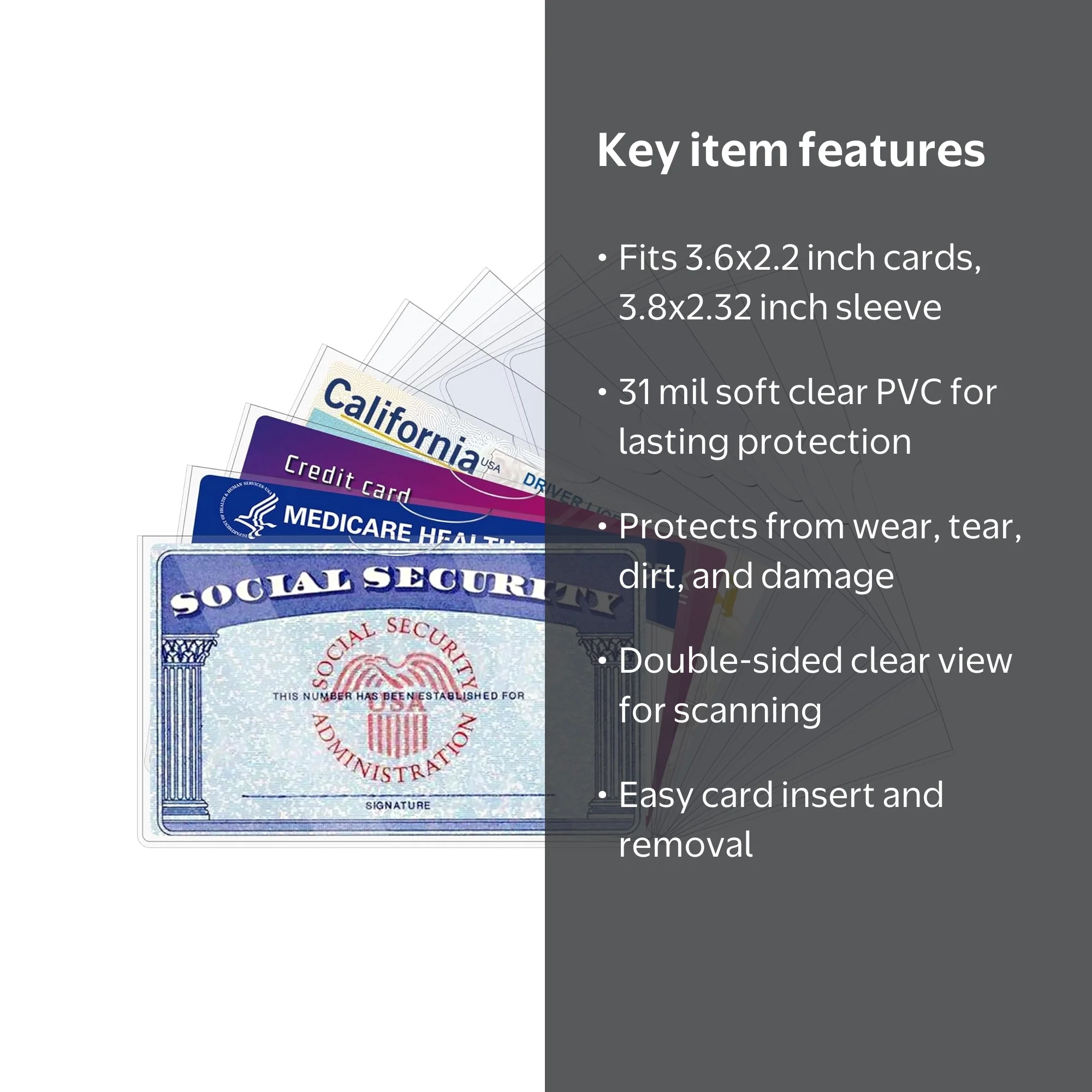 sleeve for social security card Buy 5 - Medicare Holder - Free Ship! - Clear Vinyl Protector Sleeves Credit Business Insurance Cards by Specialist ID Online in India 50 Pack Social Security Card