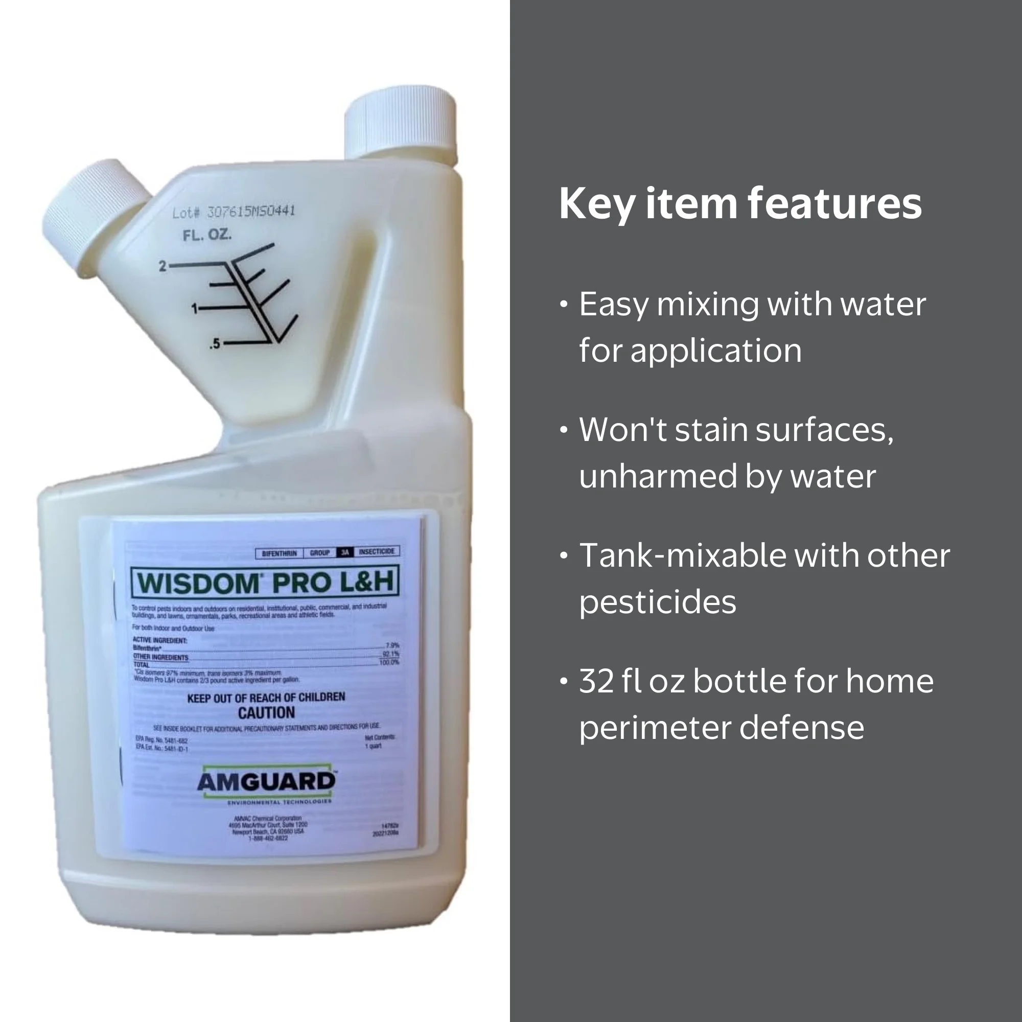 AMGUARD Wisdom Pro L&H Insecticide 32 fl oz Indoor Outdoor Pest