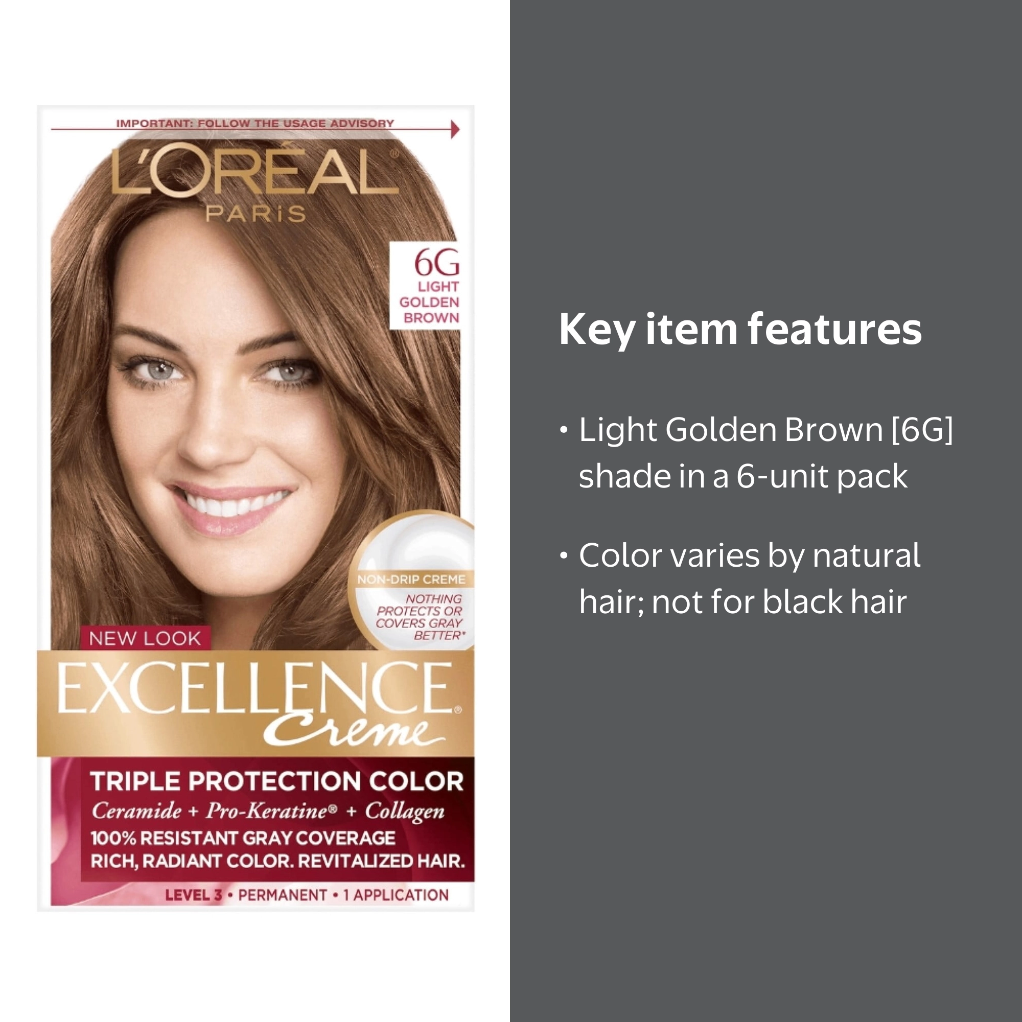 L‚ÄôOr√©al Paris Excellence Creme Hair Color, 6G Light Golden