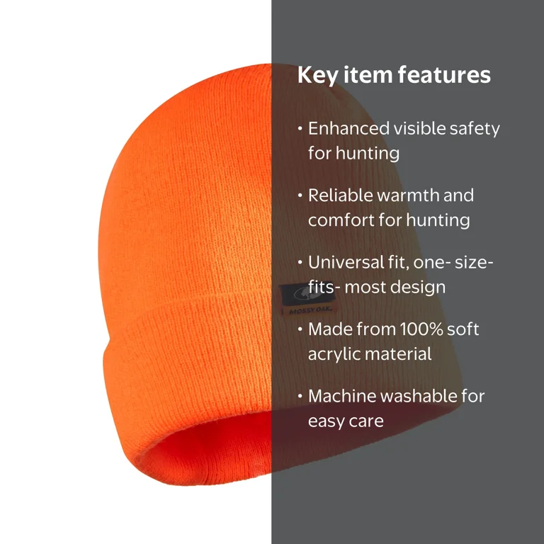 帽子 BEANIE 01 / BEANIE / ACRYLIC / ORANGE Mossy Oak Blaze Orange Insulated Hunting Beanie, Adult Unisex