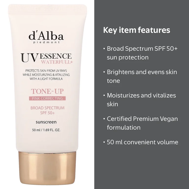 d'Alba UV Essence Waterfull+ Sunscreen, Tone-Up Pink Correcting