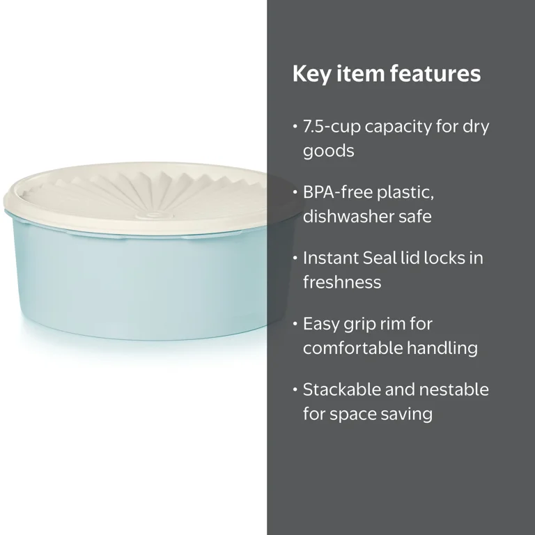 Tupperware Heritage Plastic 7.5-Cup Food Storage Canister with Lid