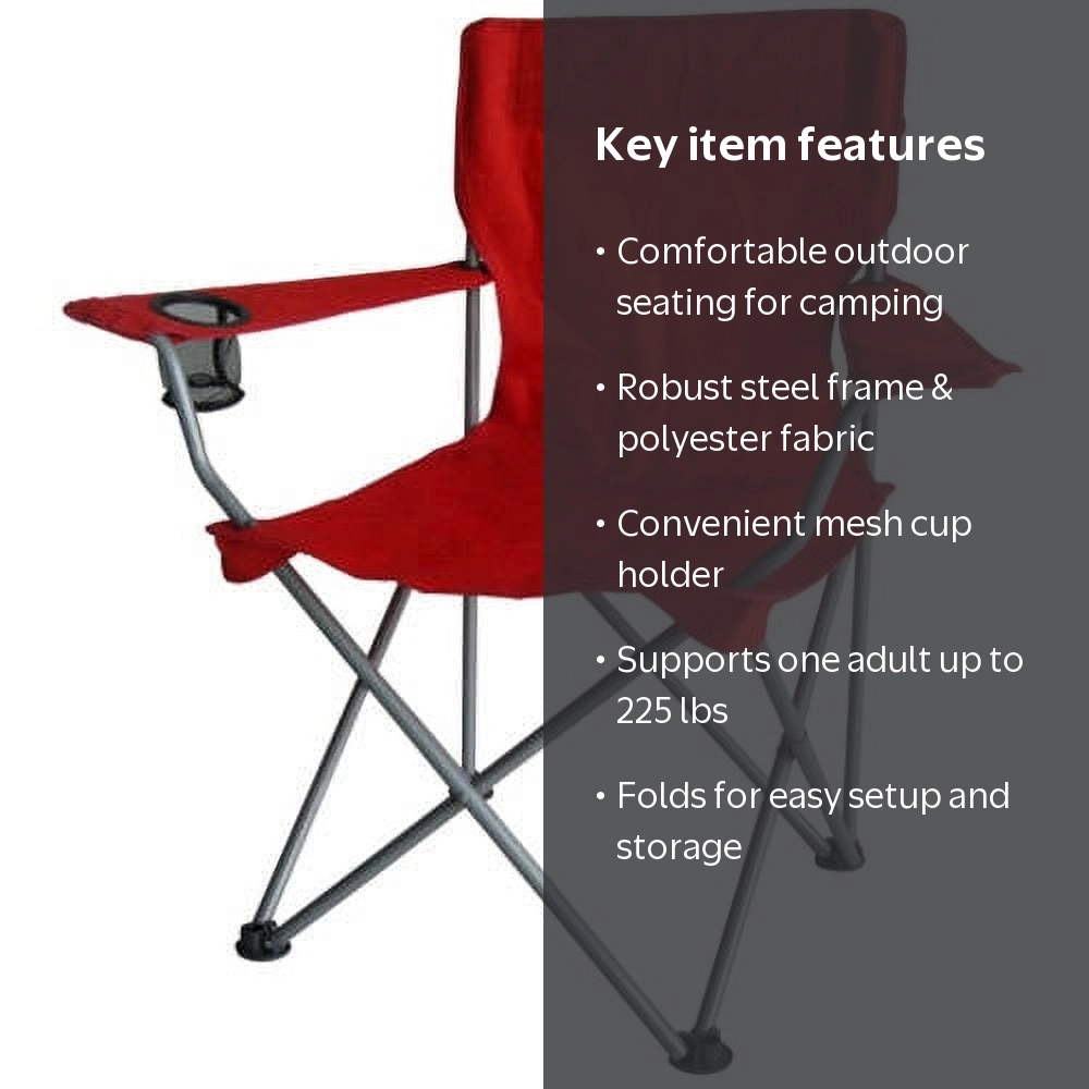 Ozark Trail Deluxe Folding Camping Arm Chair, Red - Walmart.com