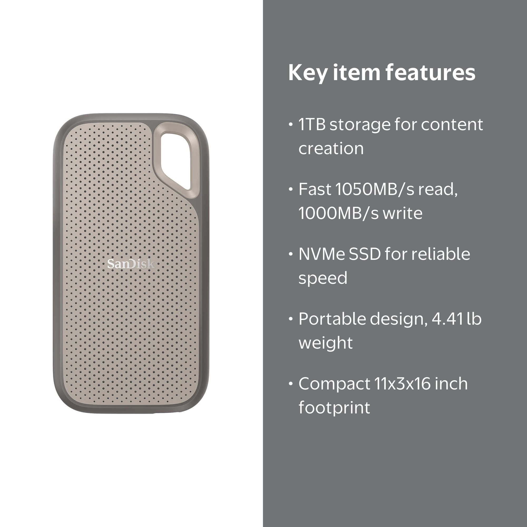 SanDisk 1TB Extreme Go Portable SSD - Solid State Storage with