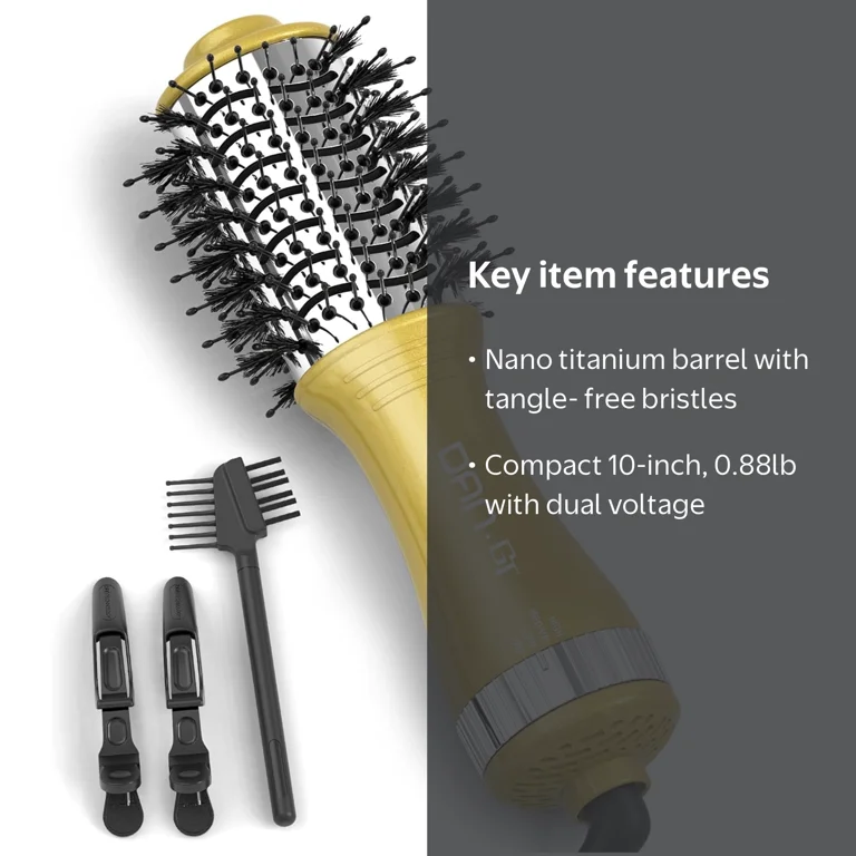 Free Shipping! DAN Travel Hair Dryer Brush Nano Titanium Dual