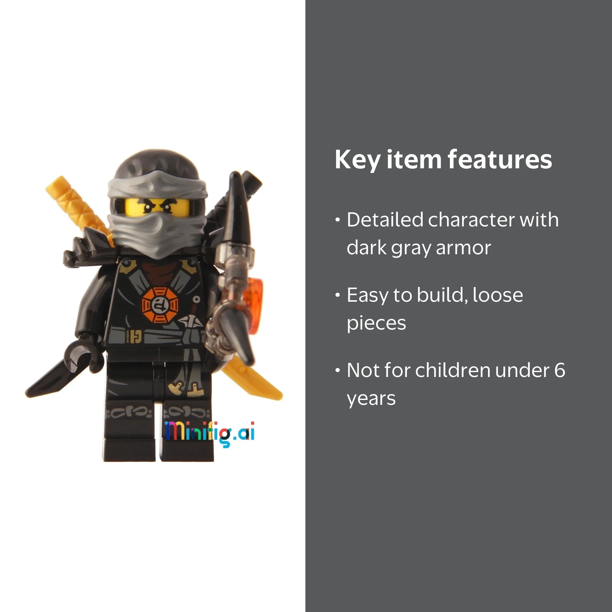 LEGO Ninjago Cole Deepstone Minifigure with Dual Katanas 70734