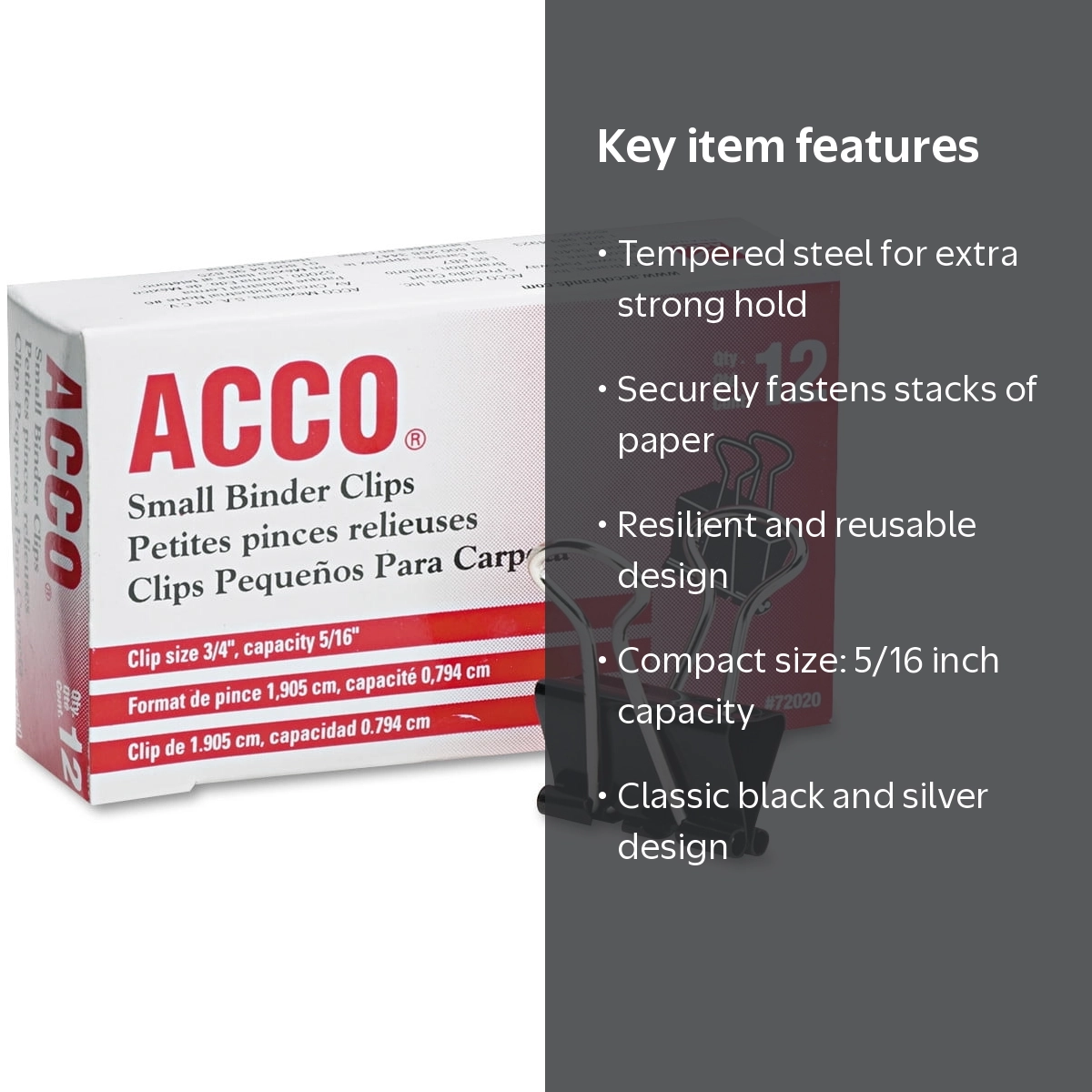 Acco☆ ACCO Small Binder Clips, Black, 12 Count, 5/16