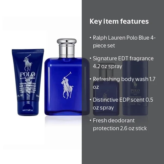 Ralph Lauren, Polo Blue Set for Men, 4.2 oz Eau De Toilette Spray
