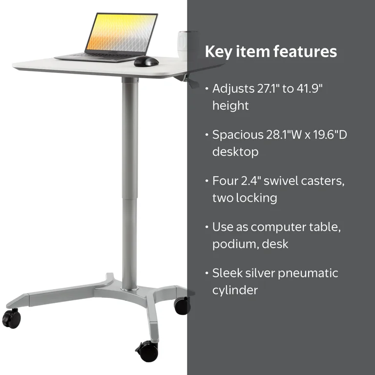 Seville Classics Air Lift Sit-Stand Rolling Height Adjustable