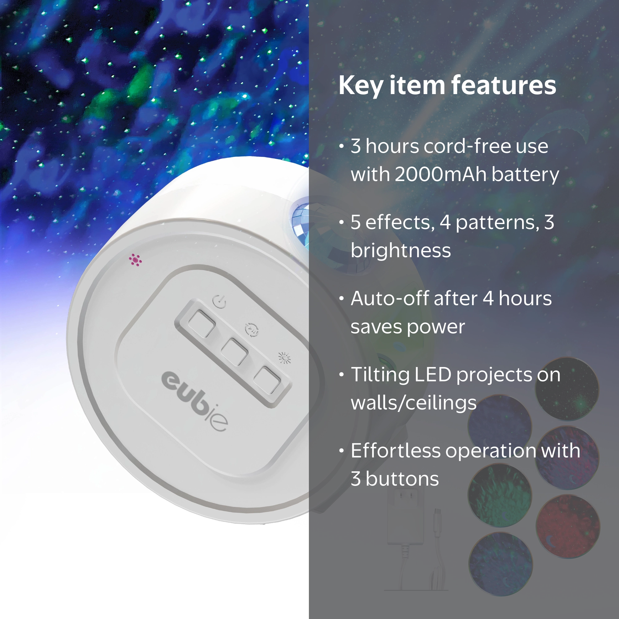 Eubie Colorgalaxy Starlight Projector, LED Night Light with