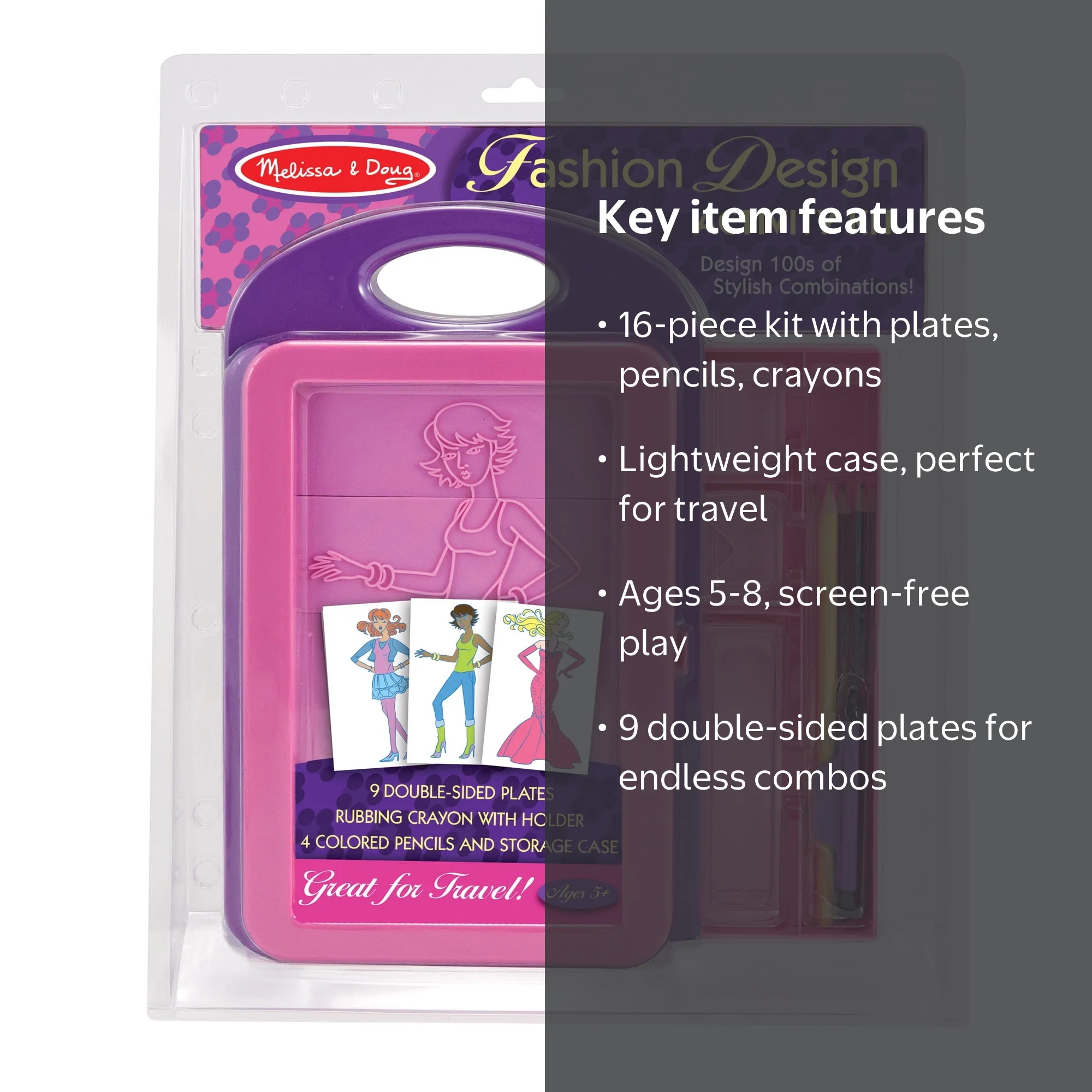 Melissa & Doug Fashion Design Art Activity Kit, 9 Double-Sided