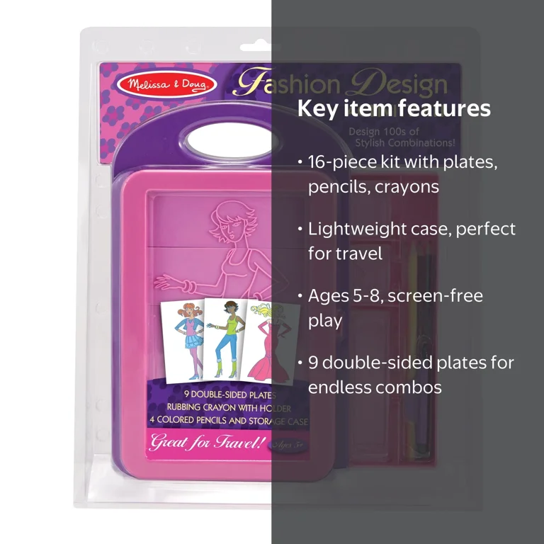 Melissa & Doug Fashion Design Art Activity Kit, 9 Double-Sided