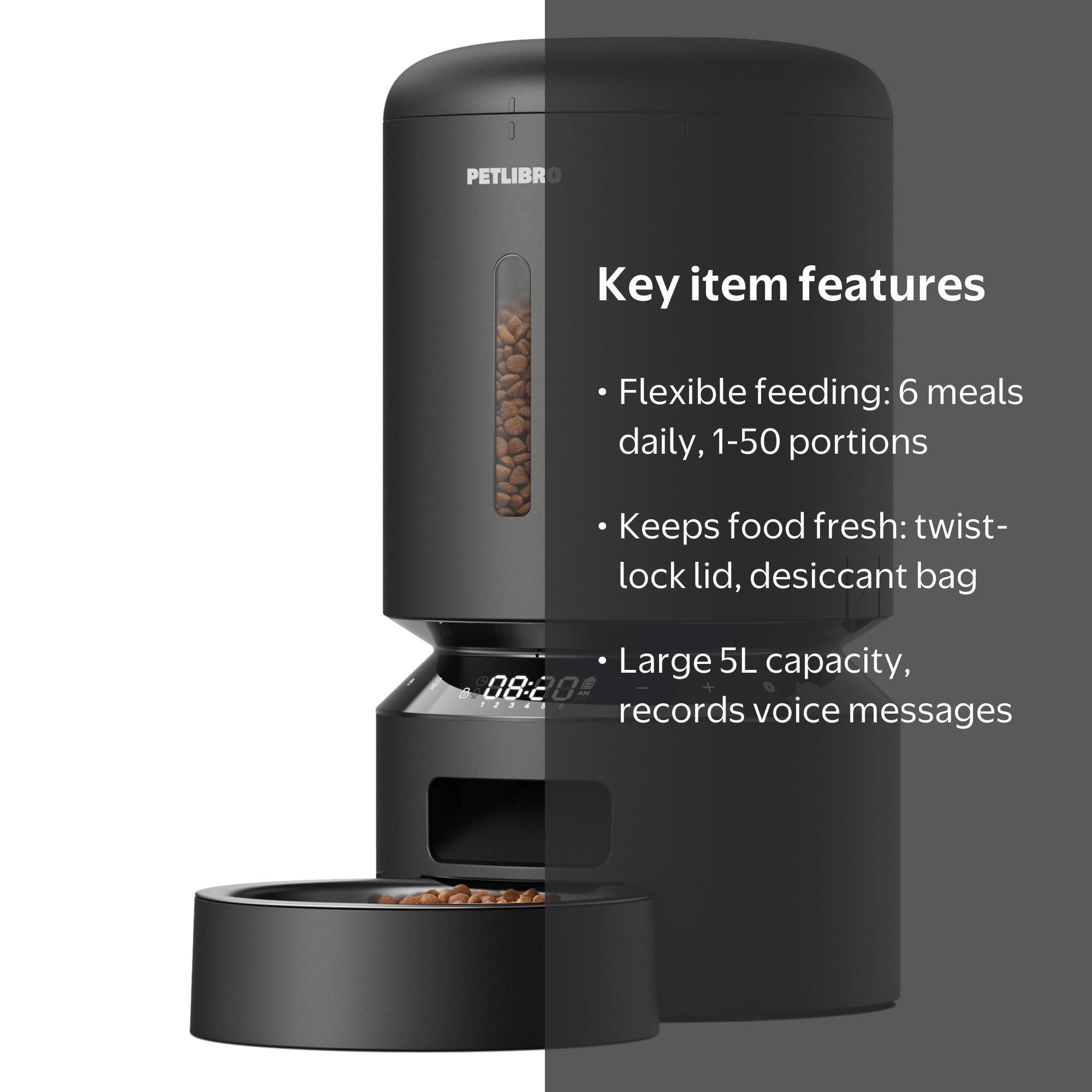 Petlibro, Automatic Cat Feeder, 5L Granary, Up to 6 Meals Per Day
