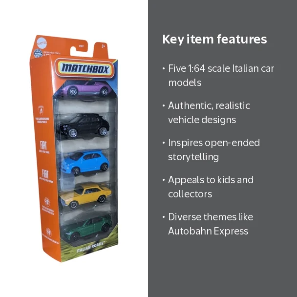 2025 Matchbox Italian Roads 5-Pack Lamborghini Fiat Alfa Romeo