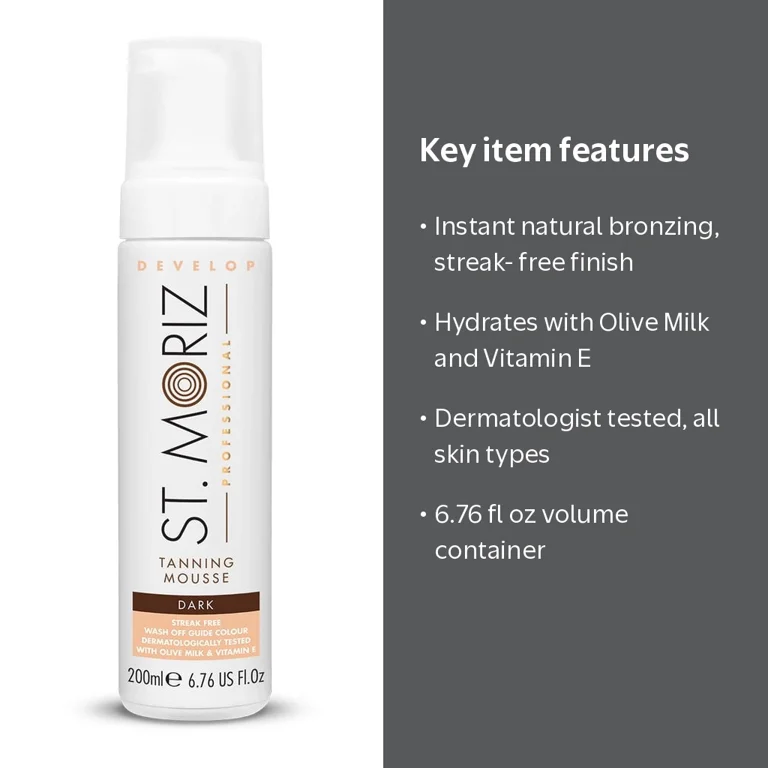 St. Moriz, Professional Tanning Mousse Dark, 6.76 fl oz, Self Tan St. Moriz, Professional Tanning Mousse Dark, 6.76 fl oz, Self Tan