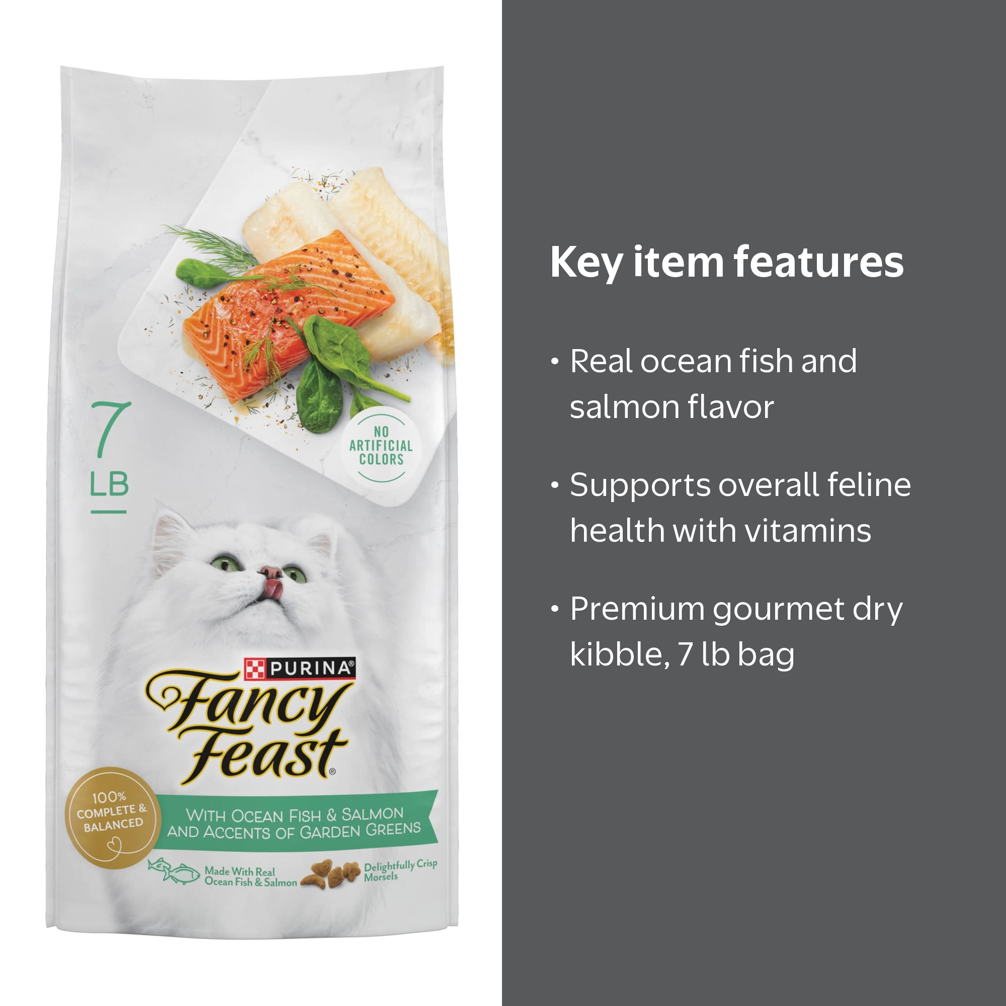 Purina Fancy Feast Gourmet Dry Cat Food, Ocean Fish & Salmon, 7 lb