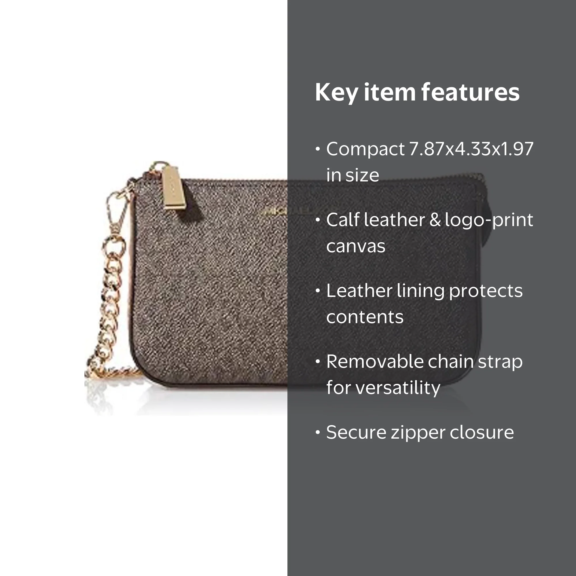 Michael Womens Kors Jet Set Medium Chain Pouchette (Brown
