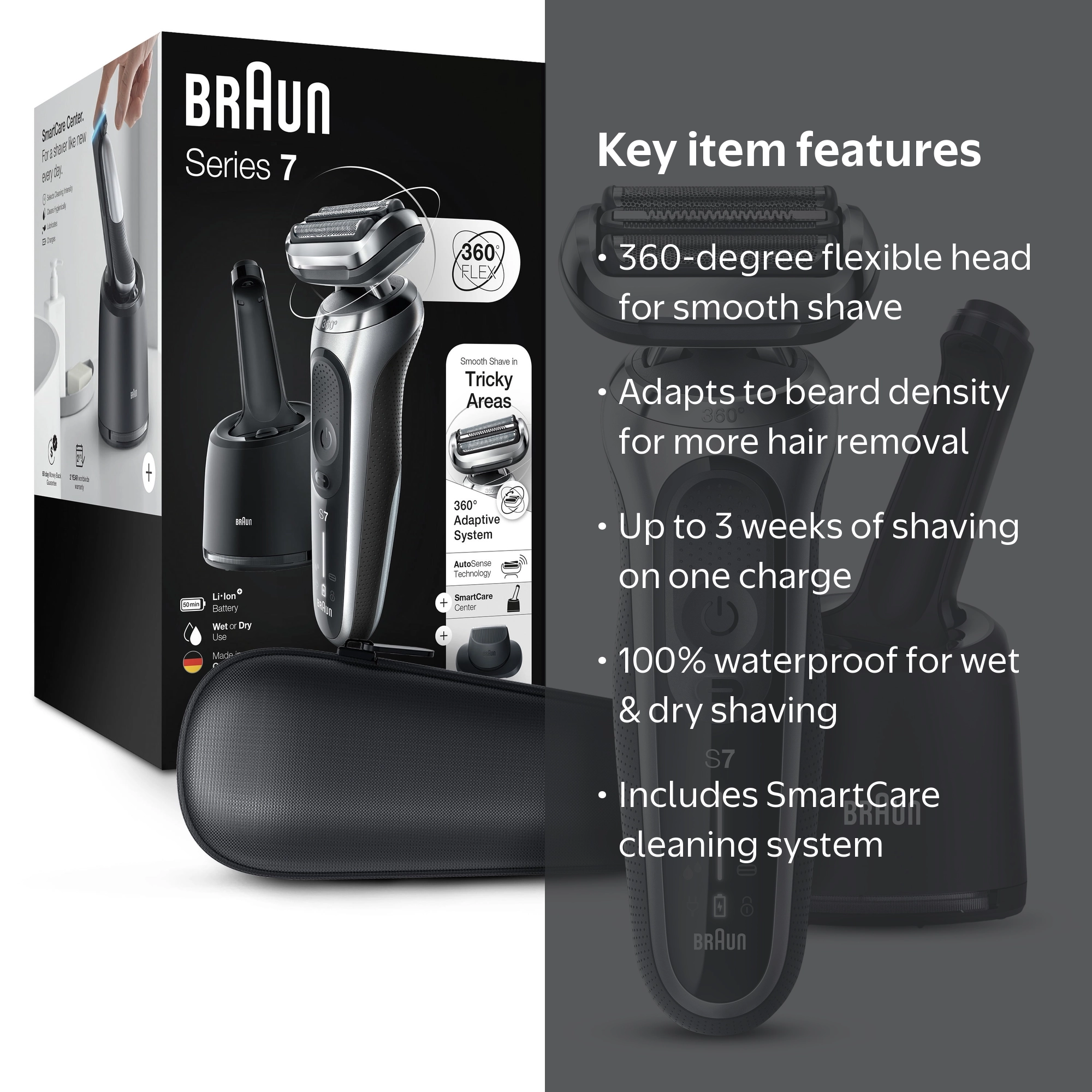 Braun Series 7 7071cc Electric Razor, Wet & Dry, Rechargeable
