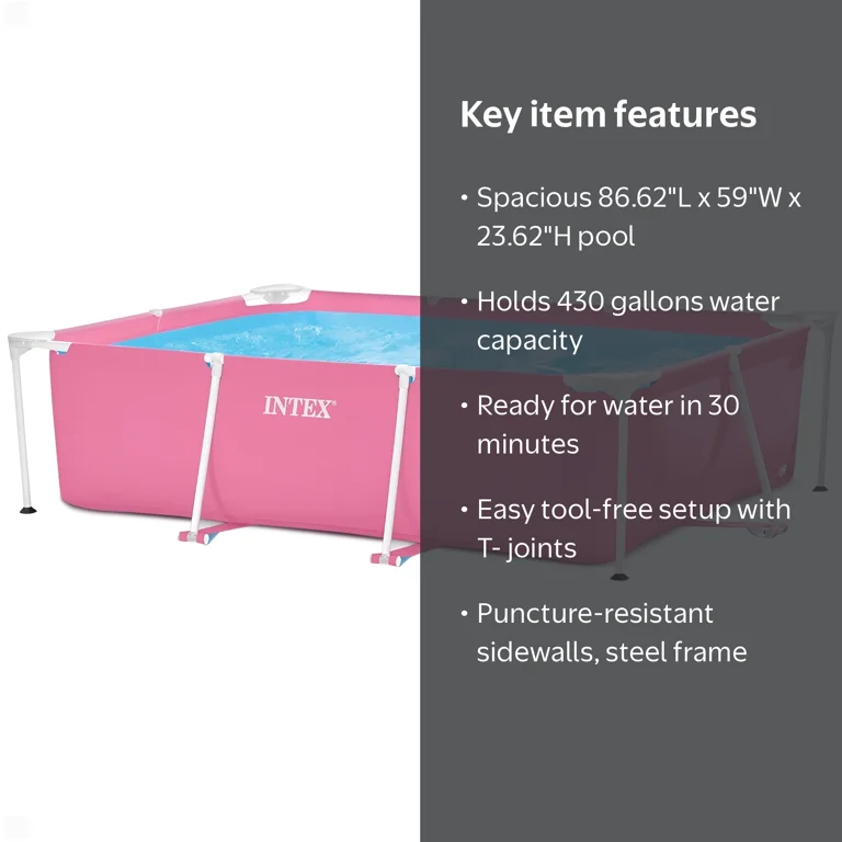 Intex, Rectangular Metal Frame Pool, 86 5/8