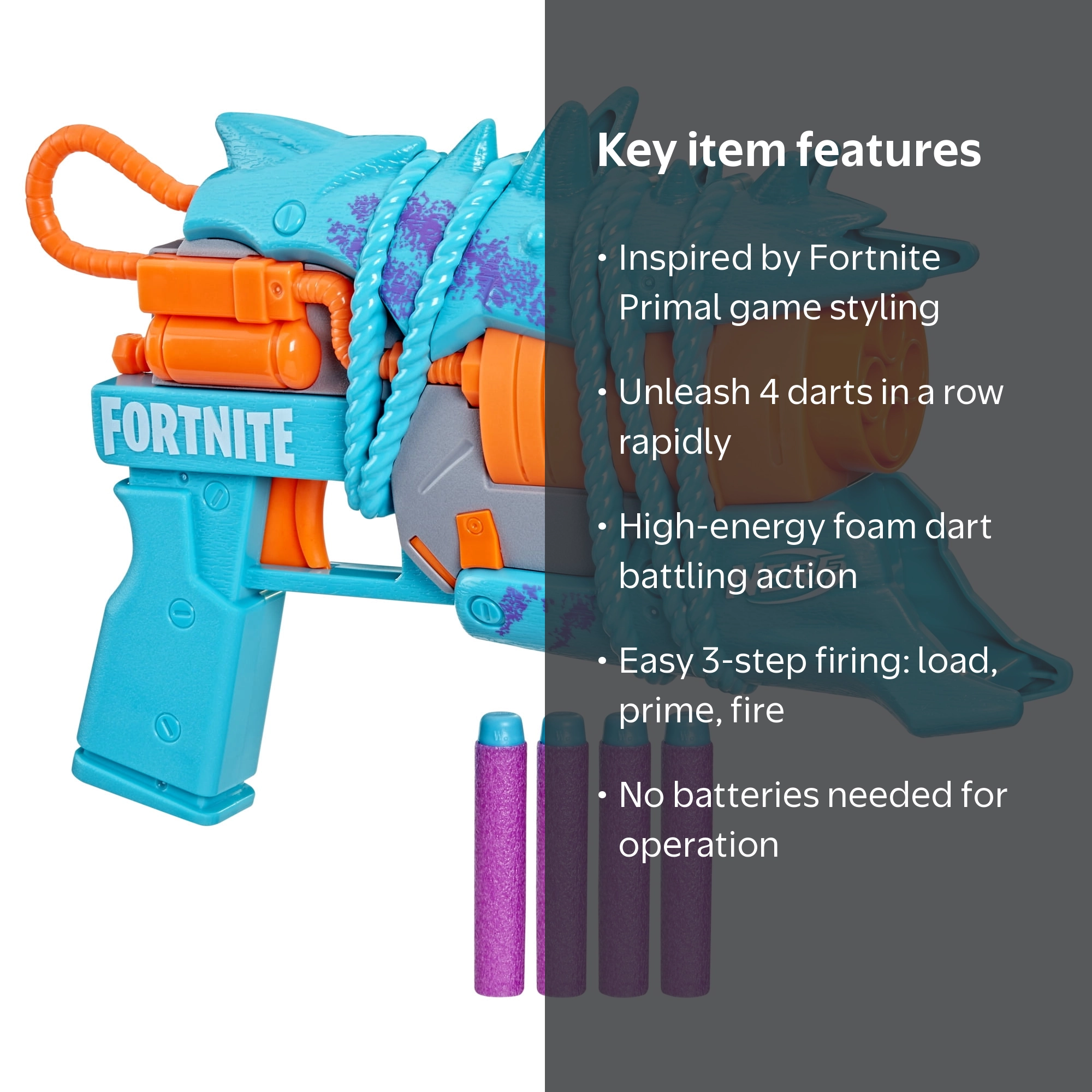 Nerf, Fortnite Dart Blaster, Primal with 4 Elite Darts - Walmart.com