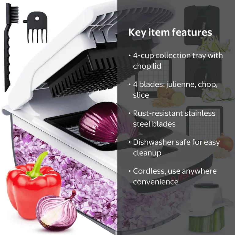 Fullstar Vegetable Chopper, Manual Food Chopper with 4 Blades and