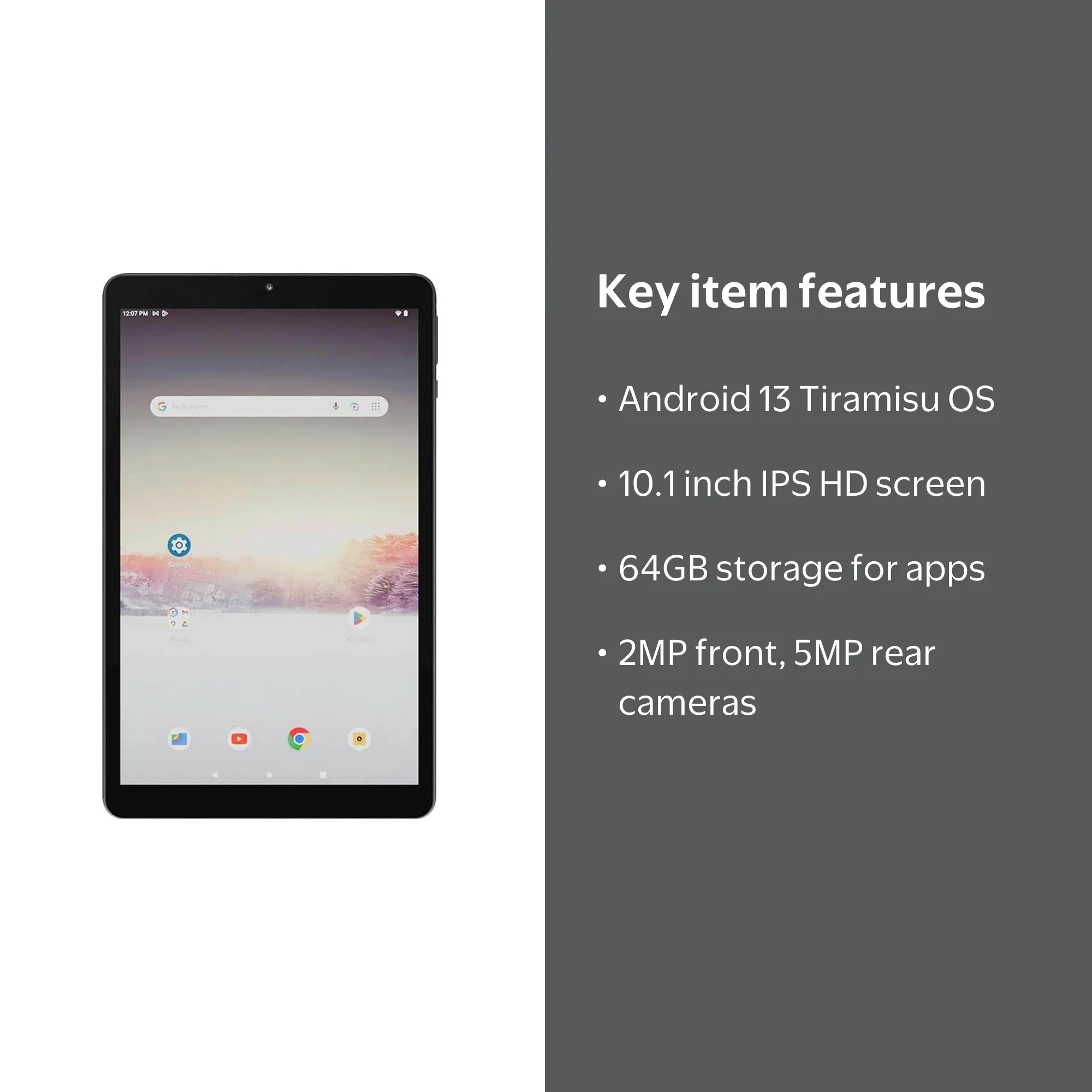Gateway GATM11033BK 10.1 inch HD Android Tablet - 64GB - Black