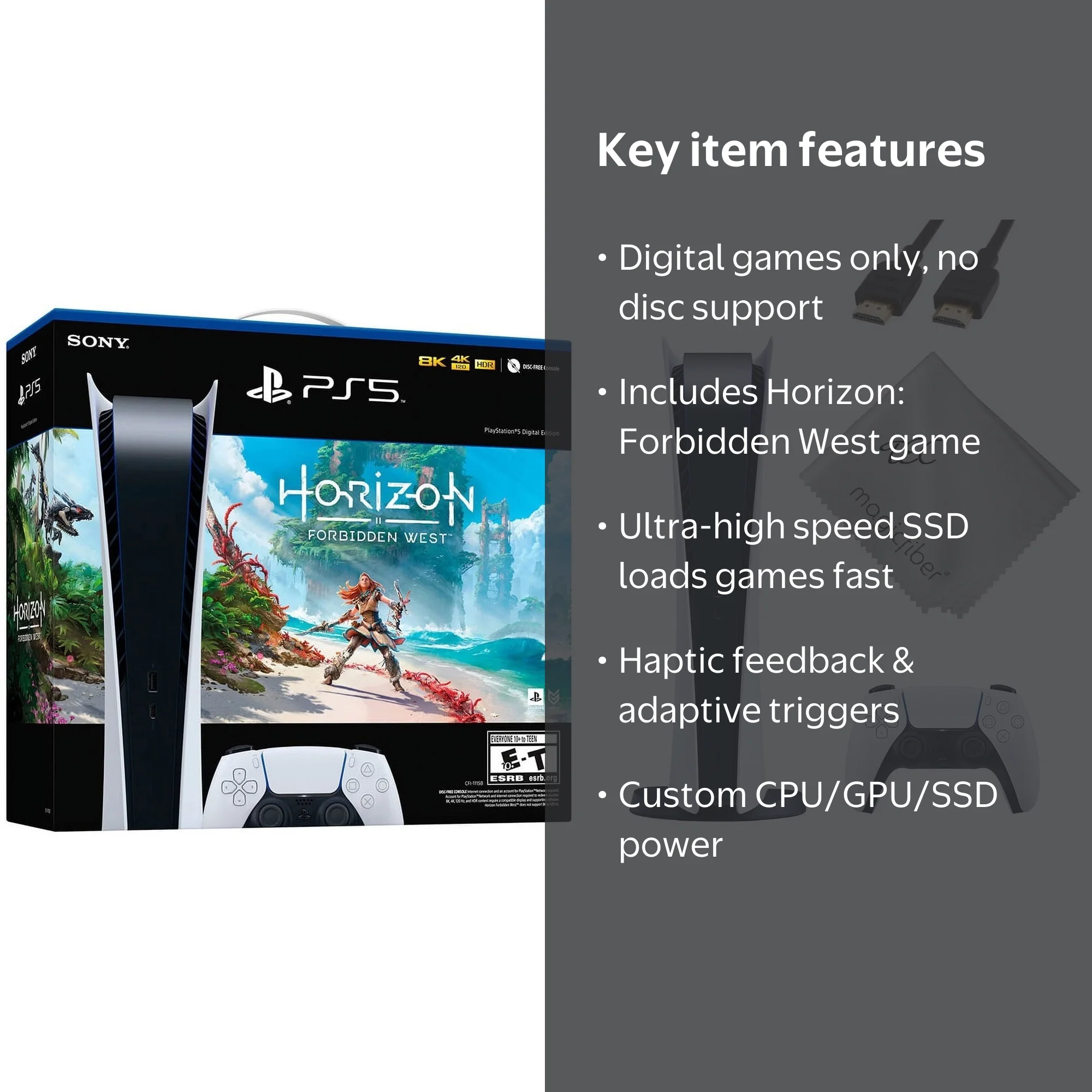 Sony PlayStation PS5 Digital Edition with Horizon: Forbidden West