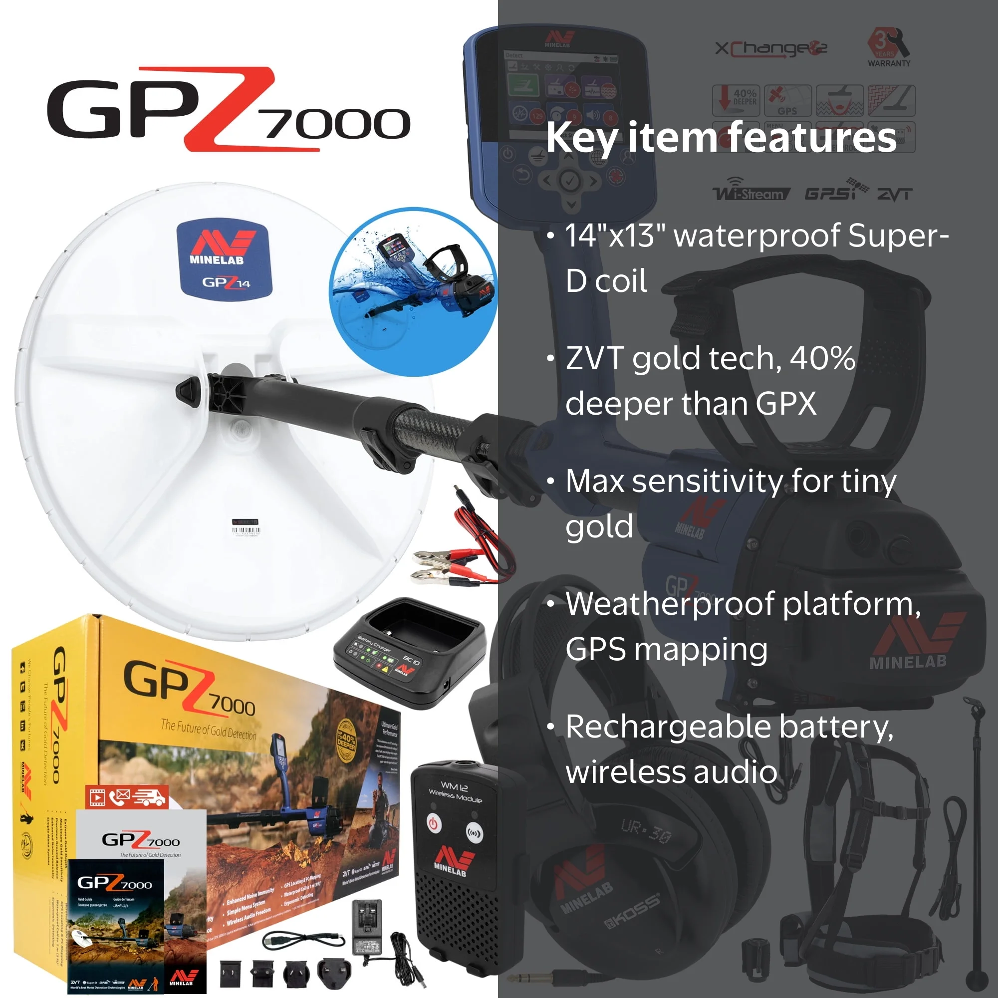 MINELAB GPZ 7000 Metal Detector (3301-0001) - Walmart.com