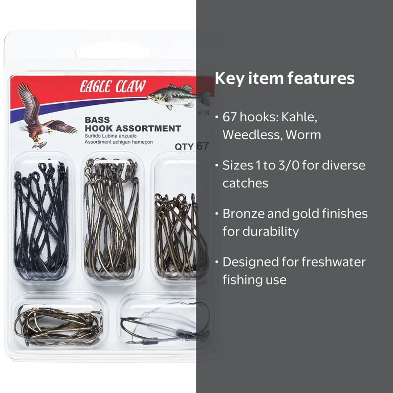 bass fishing hook kit New - Predator Fish Hurricane Eye Spin Hooks + 2x Muck Stomper Twin Tail Creature Grub | Bass, Peacock Bass, Snakehead & More carbon steel and put through a time 9KM Texas Rig Hooks for