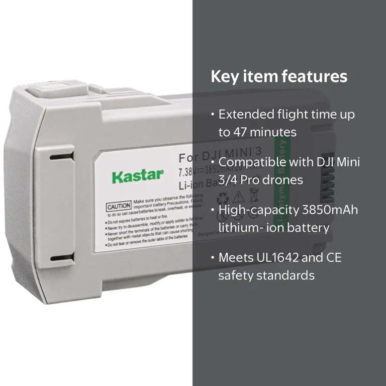 Kastar 7.38V 3850mAh Battery for DJI Mini 3, Mini 3 Pro, Mini 4