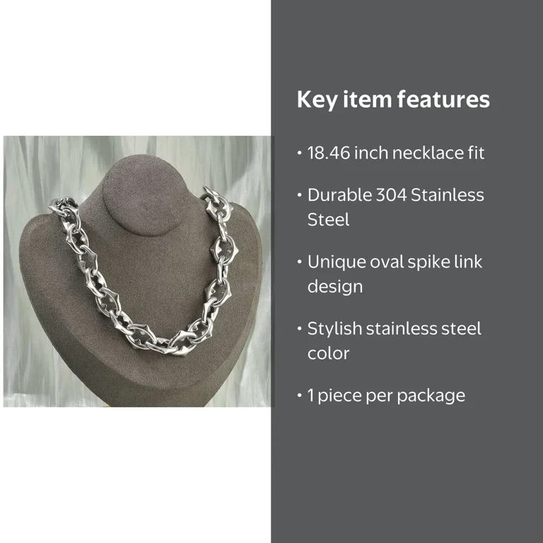 304 Stainless Steel Spiked Oval Link Chain Necklaces for Women Men